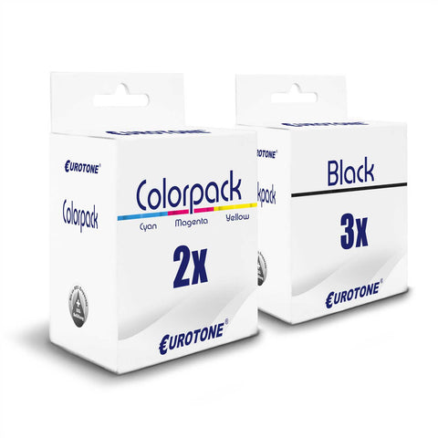 5x Alternative Tintenpatronen für Kodak NO10 XL: 2x 8893364 Color + 3x 8955916 Schwarz