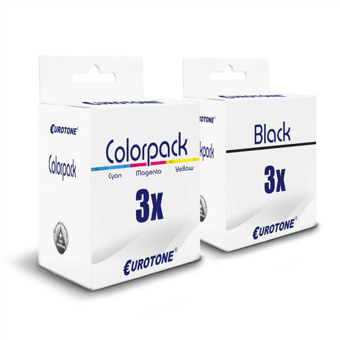 6x Alternative Tintenpatronen für Canon BCI24BK BCI24C 6881A051: 3x 6882A002AB Color + 3x 6881A002AB Schwarz