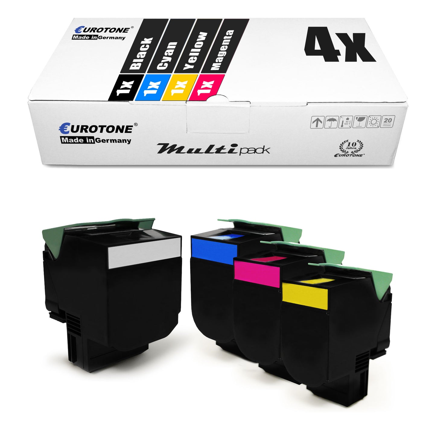 4x alternatieve toner XXL voor Lexmark 702H: 70C2HK0 zwart + 70C2HC0 cyaan + 70C2HM0 magenta + 70C2HY0 geel