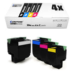 4x alternative toners for Lexmark 74C20C0 74C20K0 74C20M0 74C20Y0: Cyan + Black + Magenta + Yellow