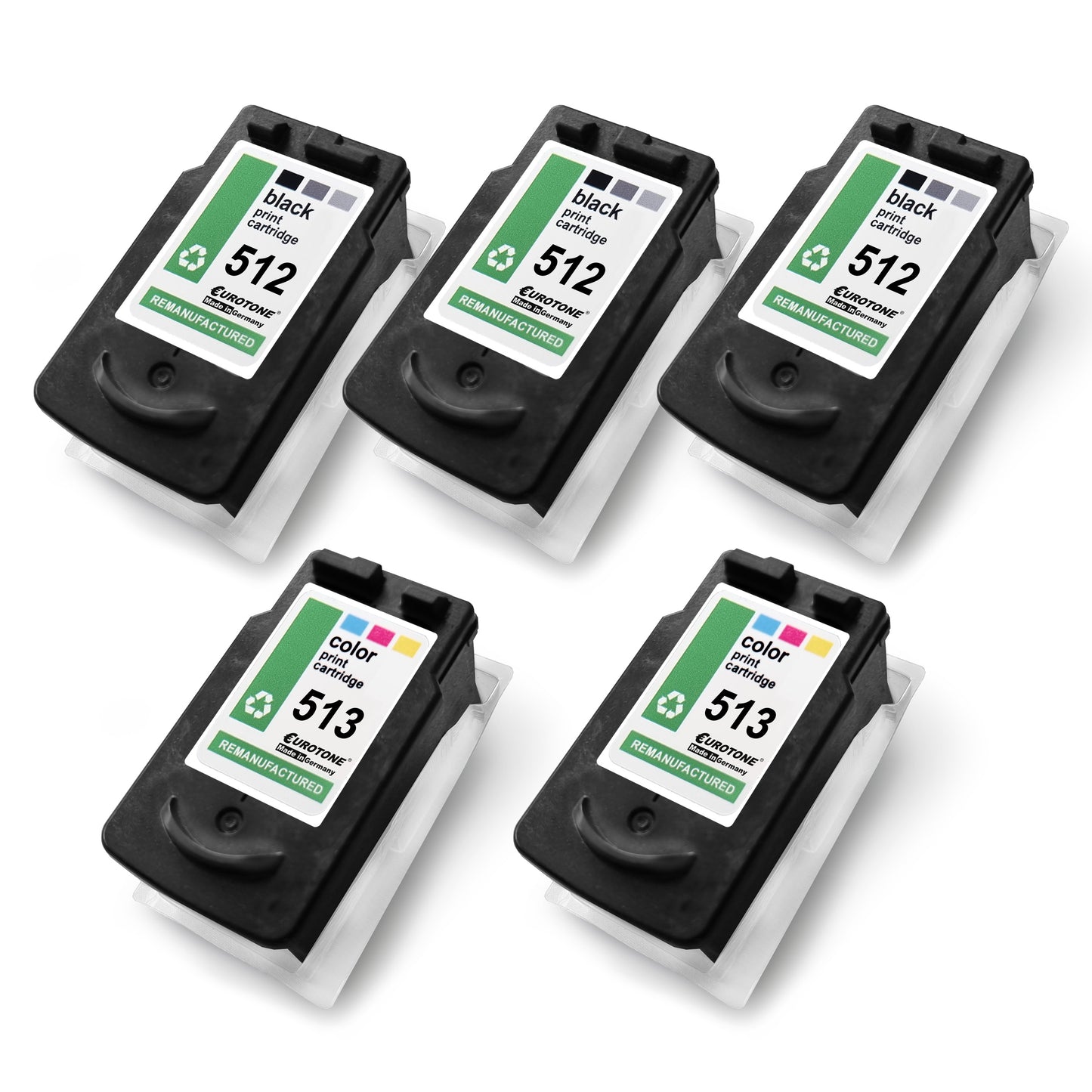 5x vaihtoehtoista mustepatruunaa XXL Canon PG512 CL513 2970B010: 2x 2971B001 Väri + 3x 2969B001 musta