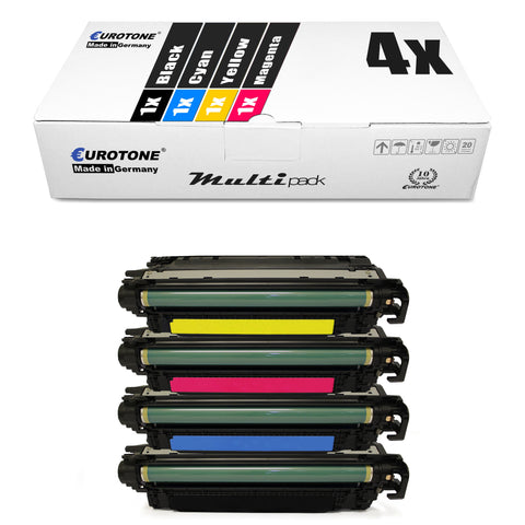 4x Alternative Toner XXL für HP CE250X-53A: 504X Schwarz + CE251A 504A Cyan + CE253A Magenta + CE252A Gelb