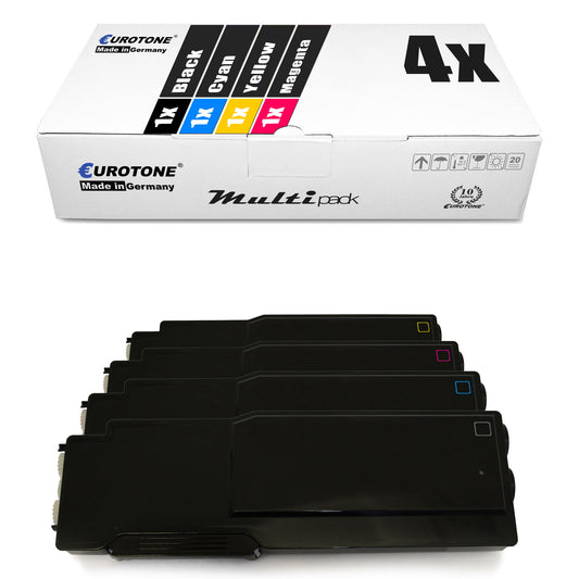 4x alternative toner XXL for Dell 59311119 59311120 59311122 59311121: 4CHT7 black + FMRYP cyan + 40W00 magenta + F8N91 yellow