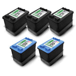 5x alternative ink cartridges for HP 21XL 22XL: 2x C9352CE Color + 3x C9351CE Black