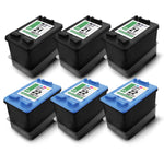6x alternative ink cartridges for HP 21XL 22XL: 3x C9352CE Color + 3x C9351CE Black