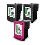 3 cartuchos de tinta alternativos para HP 300XL SD518A: CC644EE Color + 2x CC641EE Negro