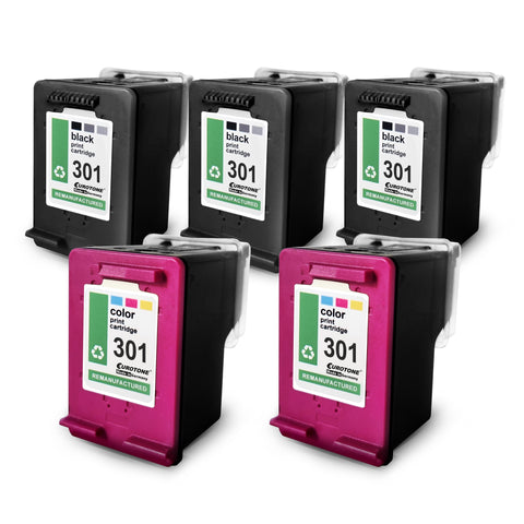 5x Alternative Tintenpatronen für HP 301XL: 2x CH564EE Color + 3x CH563EE Schwarz