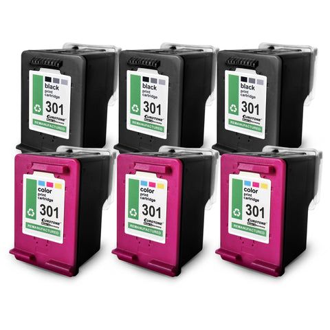 6x Alternative Tintenpatronen für HP 301XL: 3x CH564EE Color + 3x CH563EE Schwarz