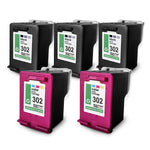 5x cartouches d'encre alternatives pour HP 302XL: 2x couleur + 3x noir