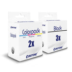 5x alternatieve inktpatronen voor Kodak NO30 XL: 2x 3952371 kleur + 3x 3952363 zwart